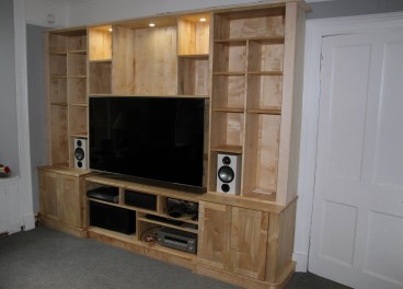 fitted media centre and bookcase